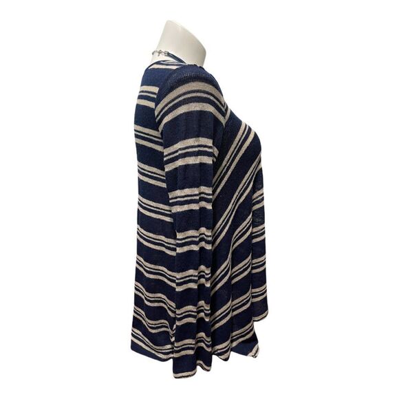 MASON + Mackenzie A-Line Striped Navy Blue and Tan Sweater XL - Picture 3 of 5